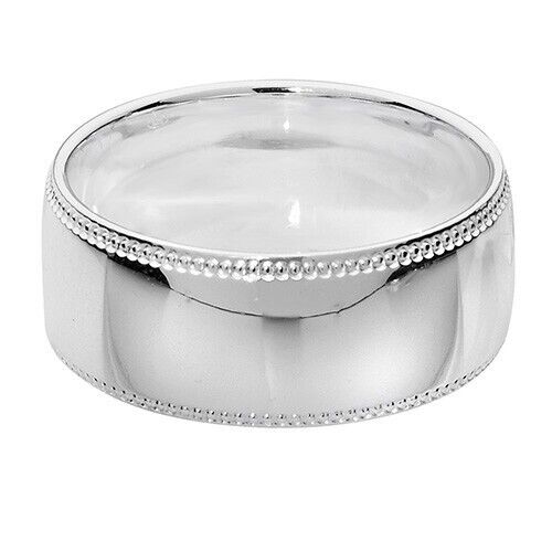Millgrain Wedding Ring Solid Sterling Silver 8mm Wide Band Size O - Z