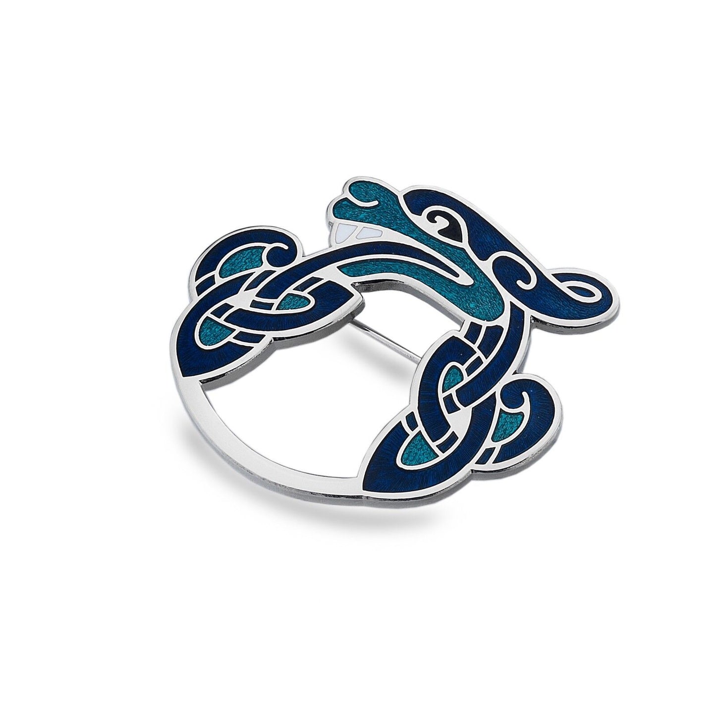 Celtic Dragon Brooch Silver Plated Blue Brand New Gift Packaging