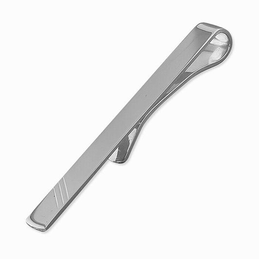 Solid Sterling Silver Tie Slide 5mm Wide With Three Diagonal Cuts 925 Hallmark
