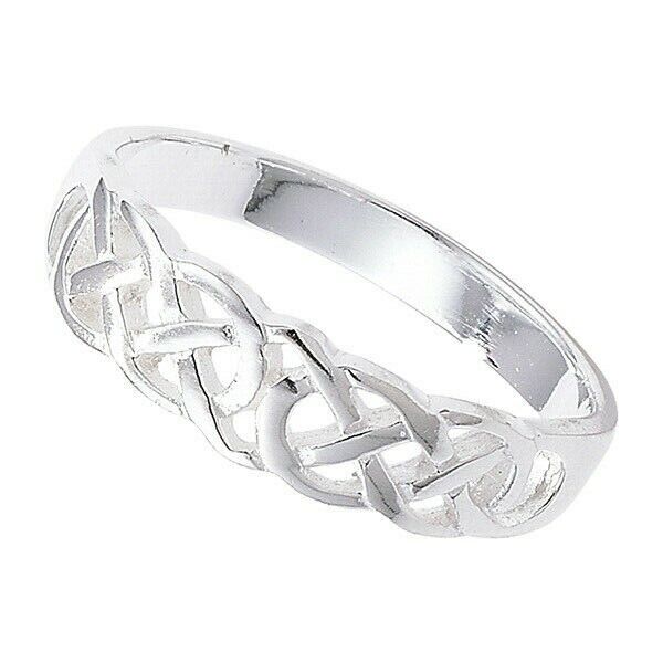 Celtic Weave Band Ring Sterling Silver Wedding Anniversary 925 hallmark Size J-R