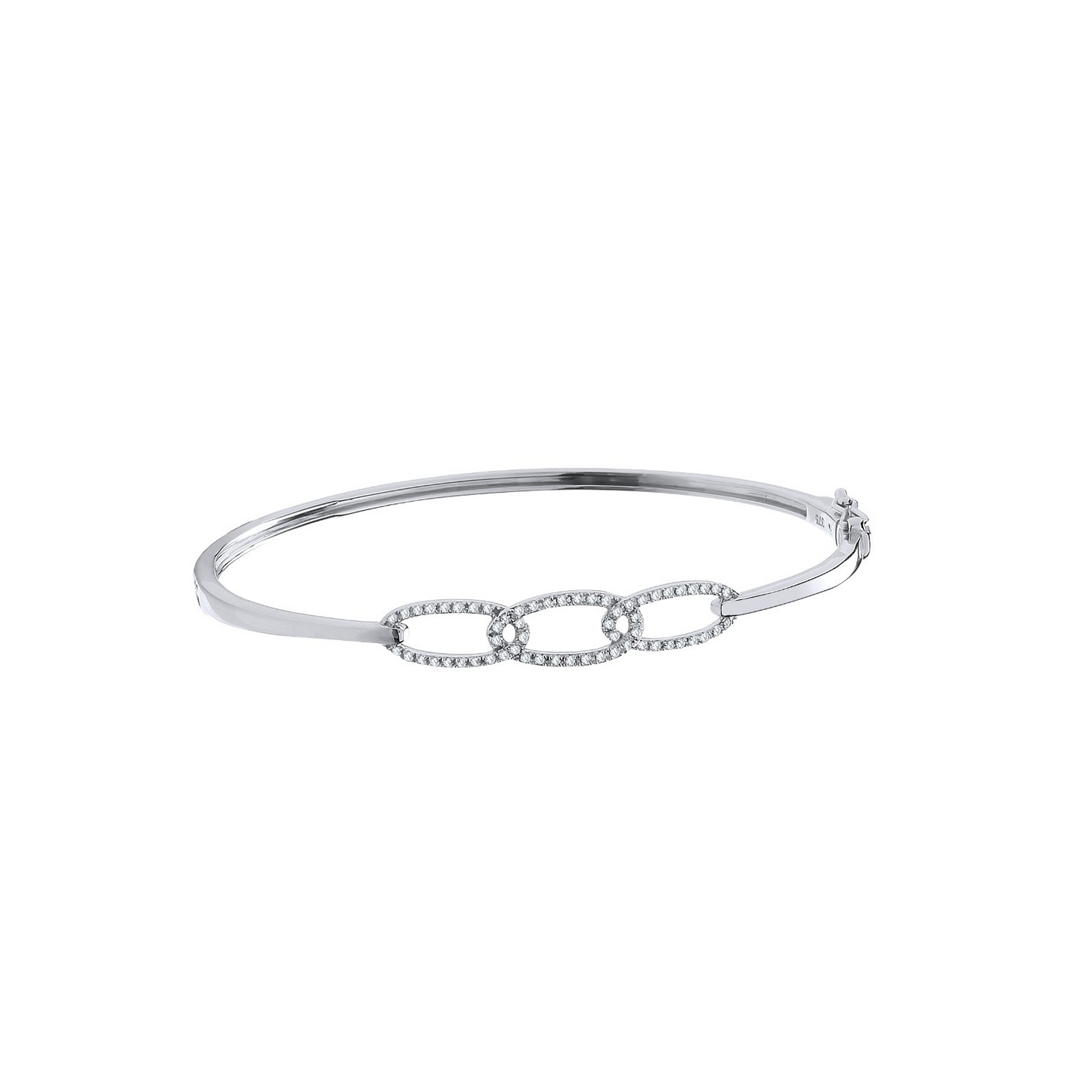9ct White Gold 0.20ctw Chain Link Diamond Bangle Made in London