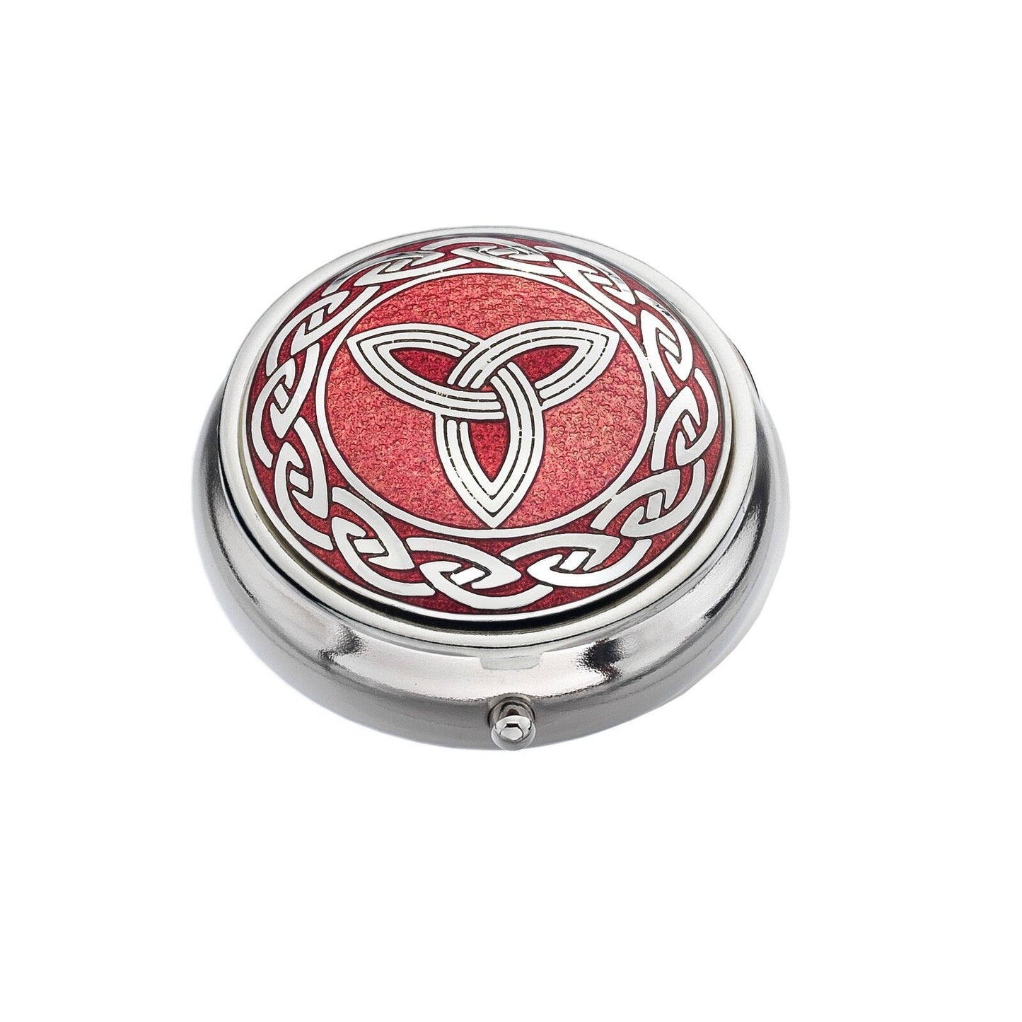 Pillbox Silver Plated Celtic Trinity Knot Red Brand New and Boxed