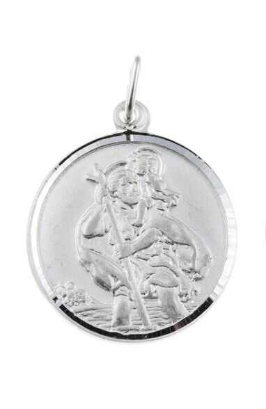 Saint Christopher Pendant Sterling Silver 925 Hallmark 17mm All Chain Lengths