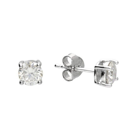 Moissanite Solitaire Stud Earrings 5mm Sterling Silver 925 Hallmark