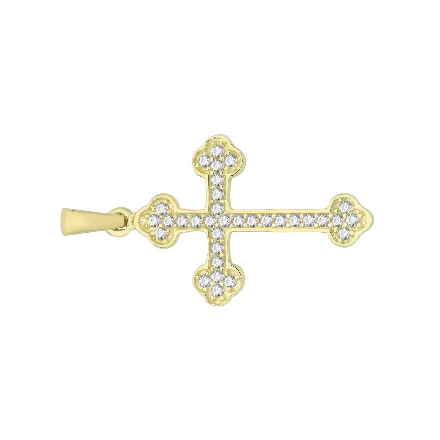 Sparkling 9ct Yellow Gold Budded Cross Pendant Medium 25 x 16mm Christianity