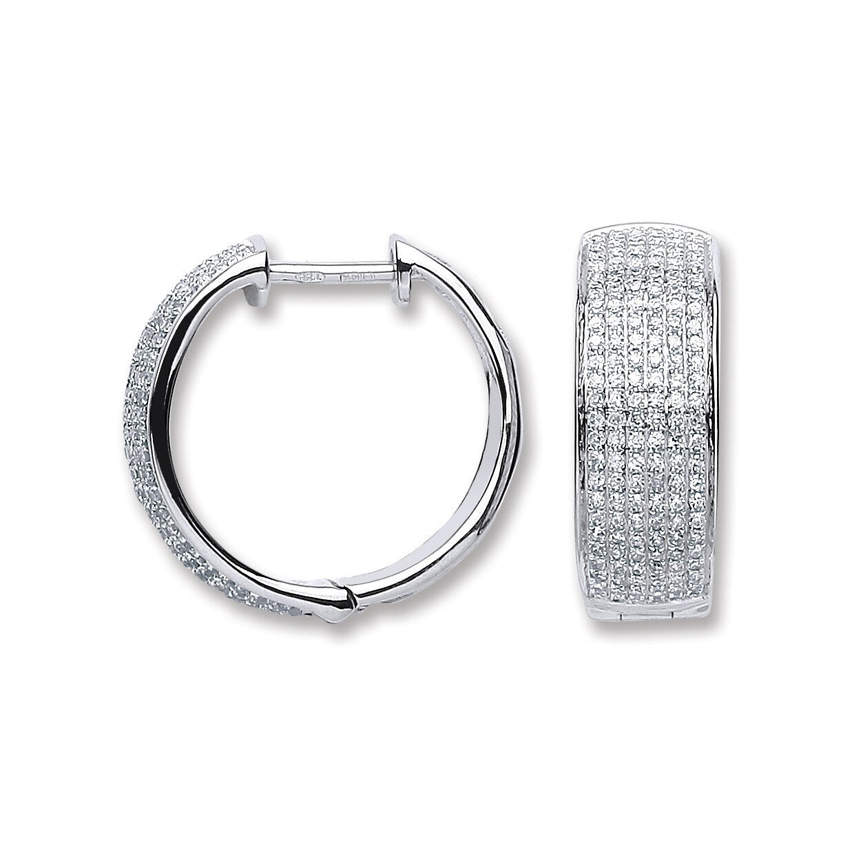 18ct White Gold 0.55ct Diamond Hoop Earrings 19mm Diameter