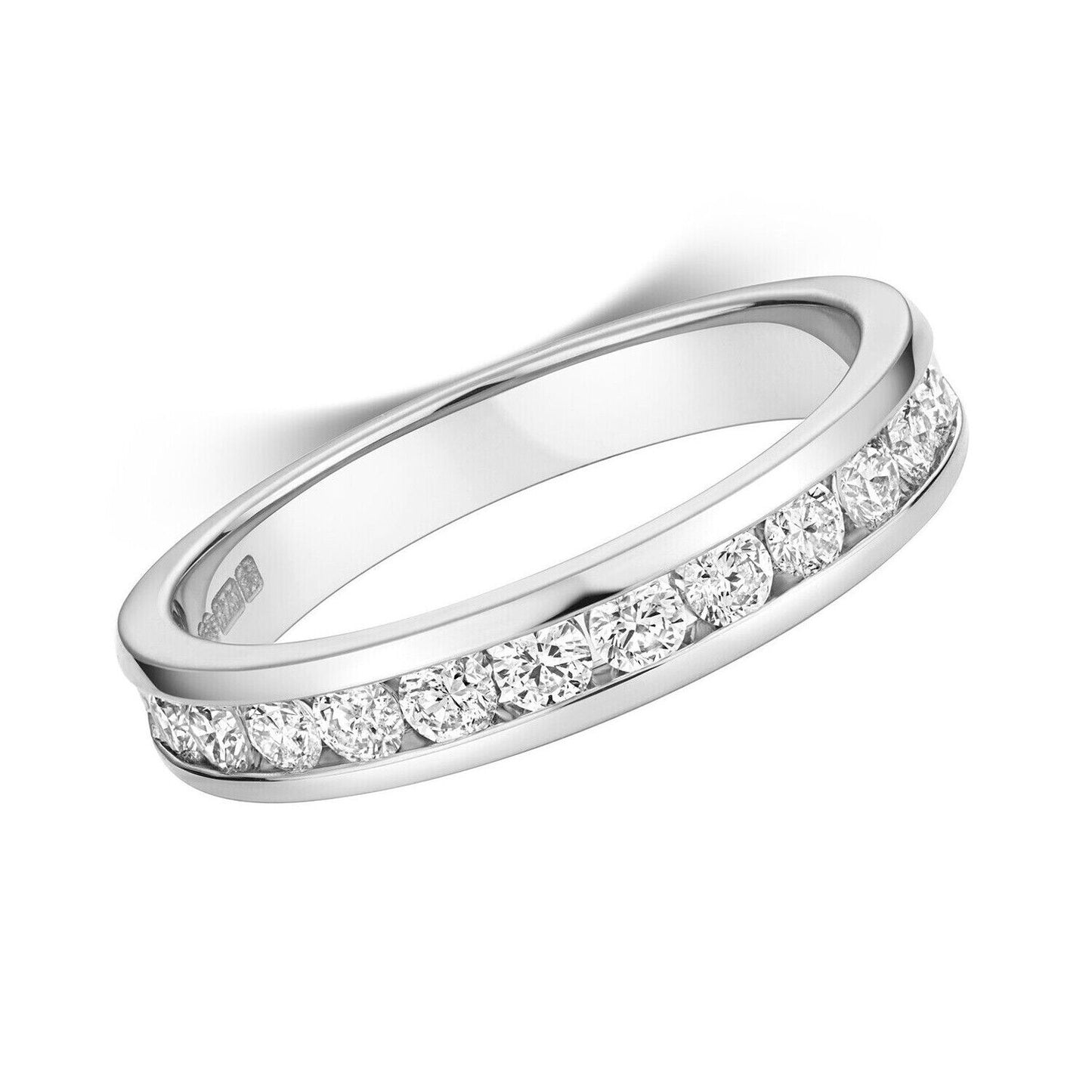 Real Diamond Half Eternity Ring 9ct White Gold 0.50 Carat Weight Band