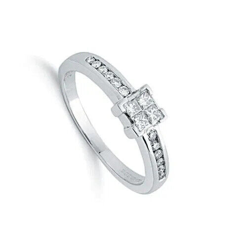 9ct White Gold 0.33ct Princess Cut Centre Diamond Engagement Ring