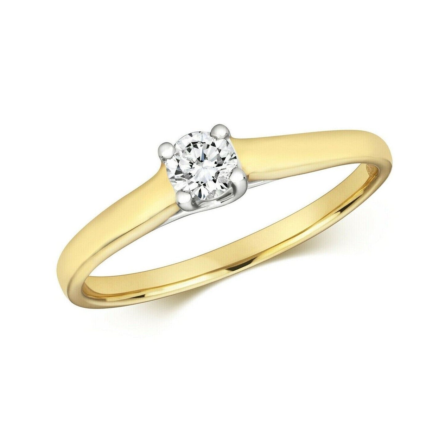 Real Diamond Solitaire Ring 9ct Yellow Gold 0.25ct Engagement Size J - Q