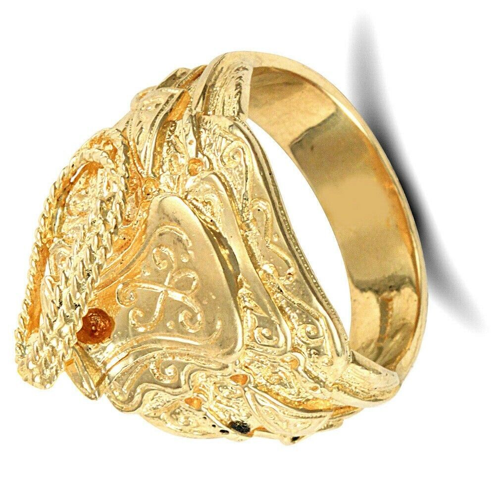 Heavy Gold Saddle Ring Men's Solid 9K Yellow Gold Hallmarked British made