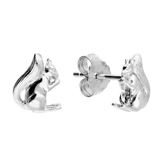 Mini Squirrel Stud Earrings Solid .925 Sterling Silver Handmade
