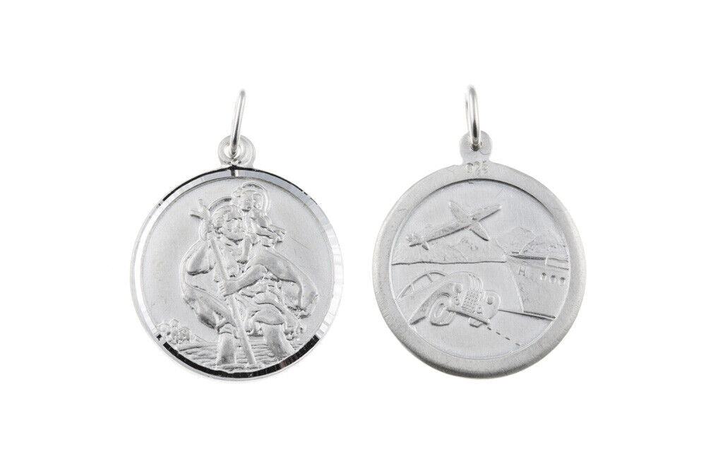 Saint Christopher Pendant Sterling Silver 925 Hallmark 20mm All Chain Lengths