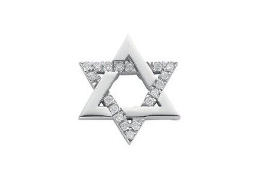 9ct White Gold 0.10ct Diamond Star of David Pendant Hallmarked