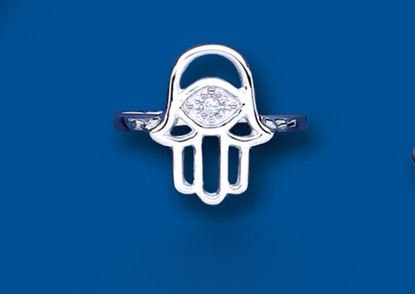 Evil Eye Handsa Ring Solid Silver Ladies 925 Hallmark