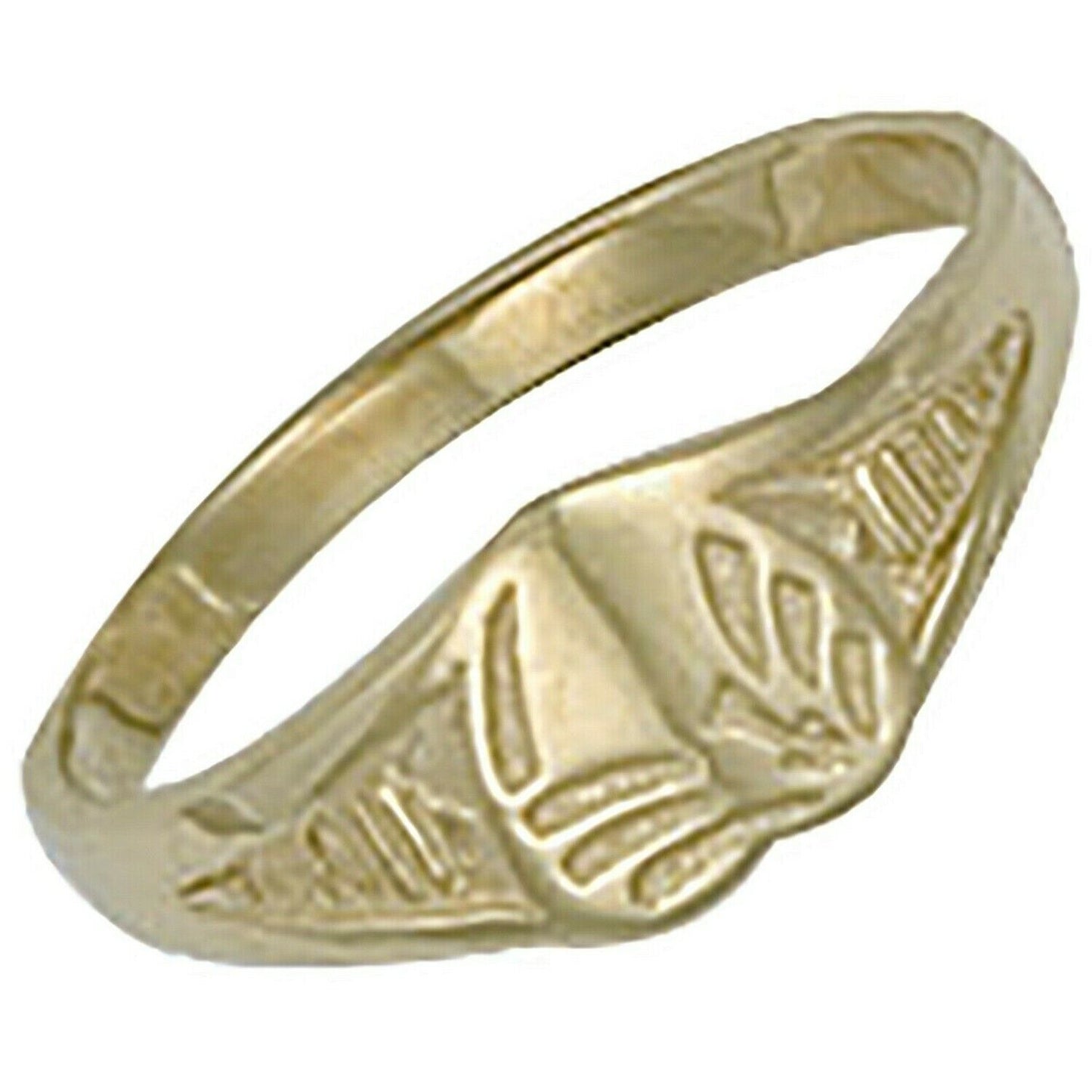 Baby Child's Signet Ring Heart Solid Yellow Gold Hallmarked British Made