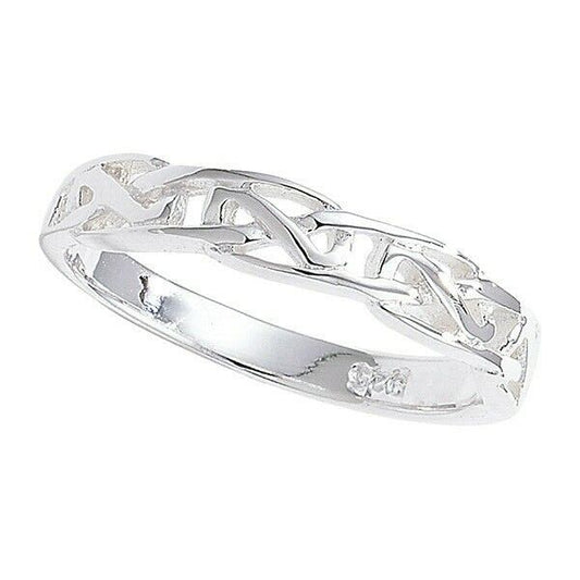 Celtic Knot Band Ring Sterling Silver Wedding Anniversary 925 hallmark Sizes J-R