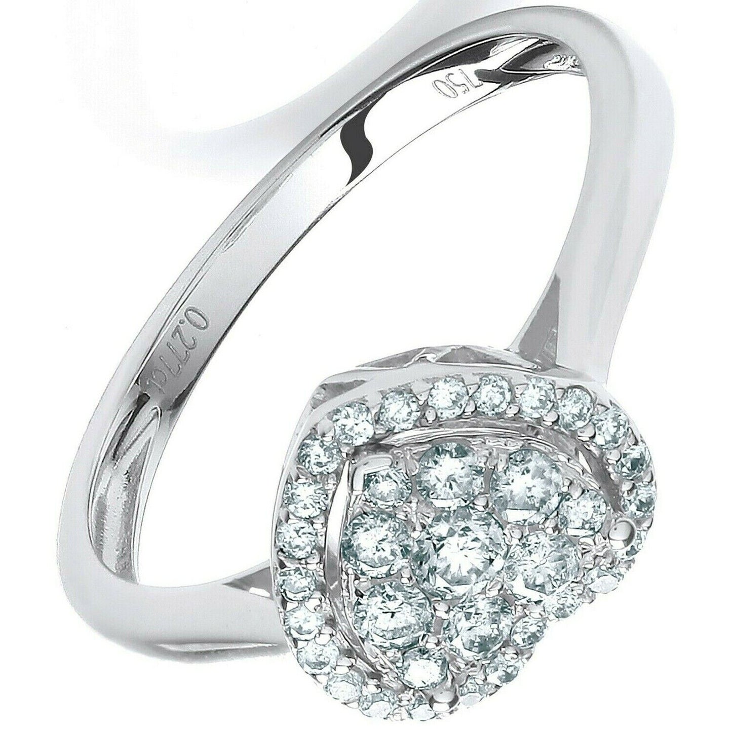 Real Diamond Heart Ring 18ct White Gold
