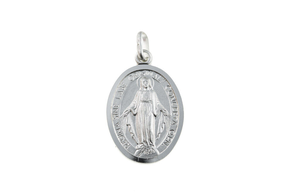 Silver Oval Miraculous Medal Sterling Silver 925 Hallmark 14 - 30" Length Chain