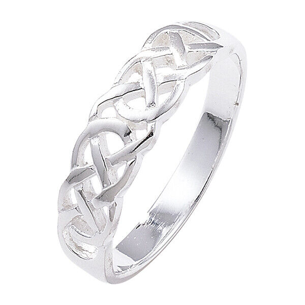 Celtic Weave Band Ring Sterling Silver Wedding Anniversary 925 hallmark Size J-R