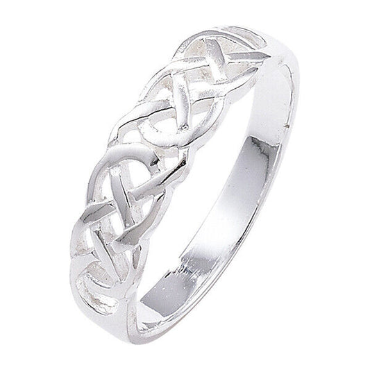 Celtic Weave Band Ring Sterling Silver Wedding Anniversary 925 hallmark Size J-R