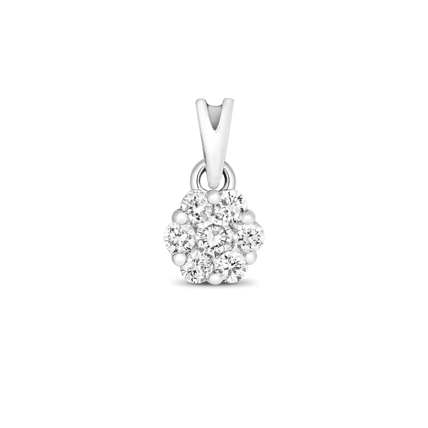Diamond Flower Pendant 9ct White Gold Cluster 0.15ctw Rreal Diamonds