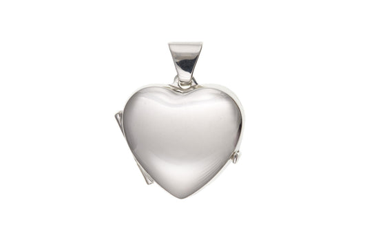 Small Plain Polished Heart Locket Solid Sterling Silver 925 Hallmark 14mm