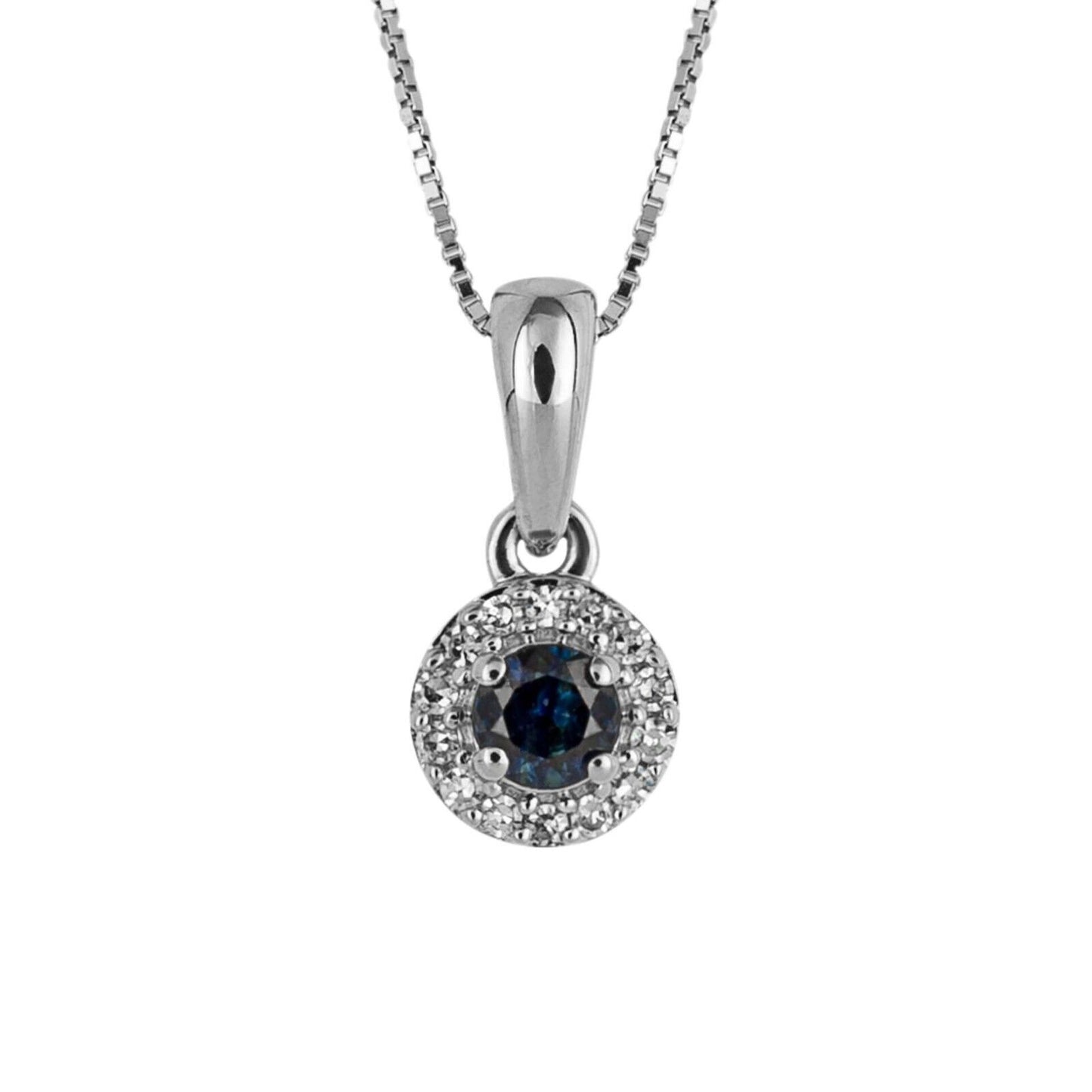 9ct White Gold Sapphire and Diamond Pendant and Earrings Set 16 18 or 20" Chain