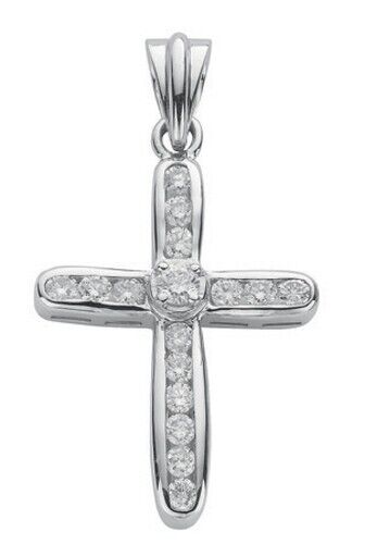 18ct White Gold 0.50ct Diamond Cross Pendant