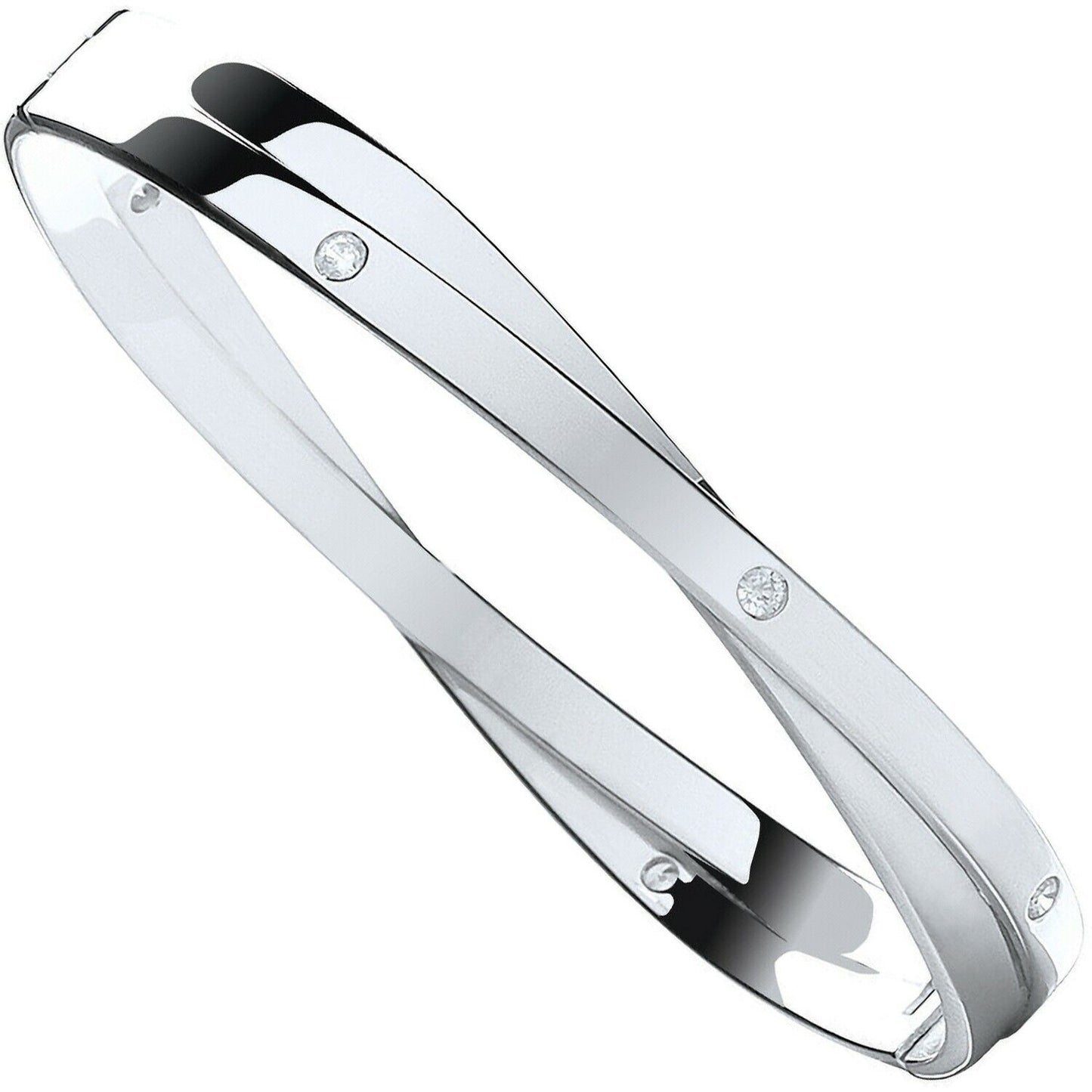 Solid Silver Kiss Hinged Bangle Ladies Oval Hallmarked