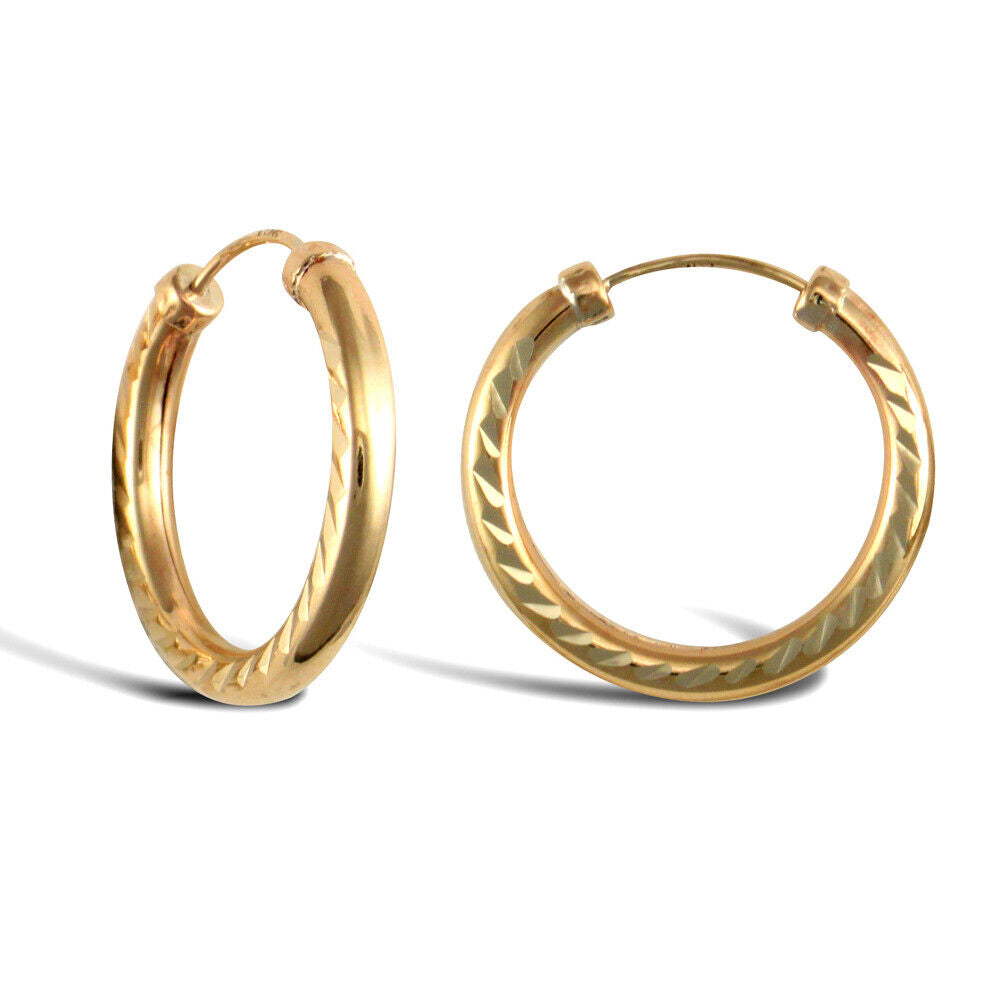 9ct Yellow Gold Hoop Style Earrings British Made Hallmarked 18mm