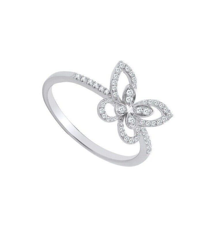 Diamond Butterfly Ring 9ct White Gold 0.19ctw Premium Diamonds