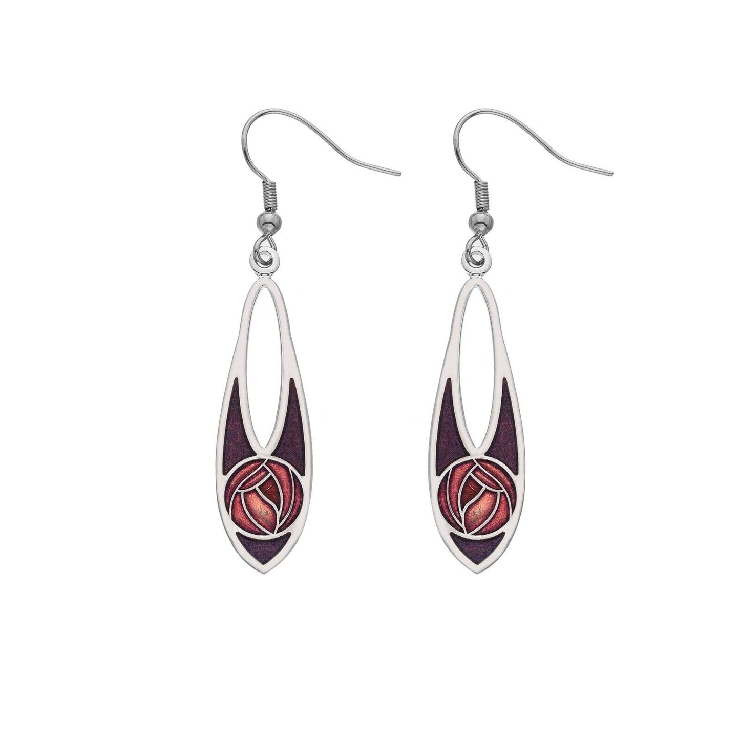 Mackintosh Teardrop Earrings With Rose Silver Plated Branded Packaging