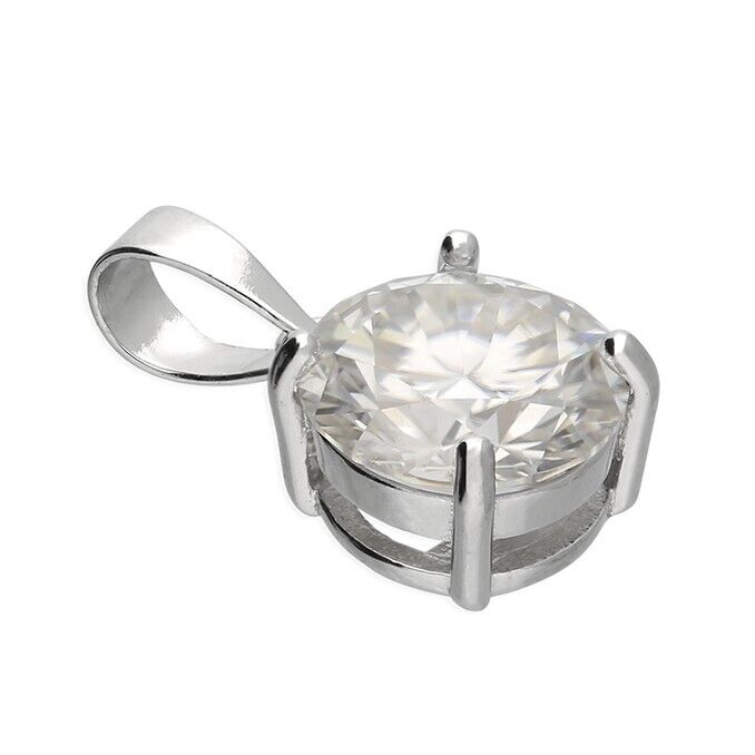 Solitaire Pendant 2.00 Carat Moissanite Necklace 925 Sterling Silver Hallmark