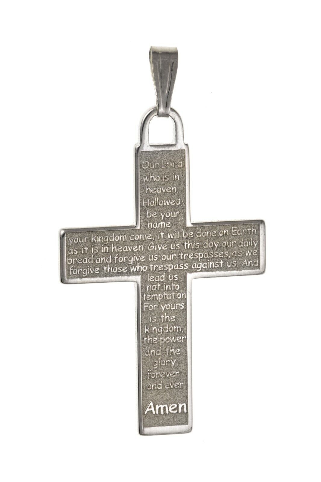 The Lords Prayer Cross Pendant Solid Sterling Silver 925 Hallmark 26 x 18mm