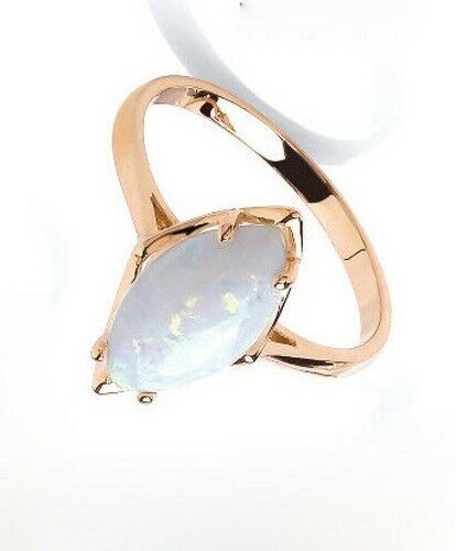 9ct Yellow Gold Opal Marquise Ring Solitaire Cocktail Statement Fully Hallmarked