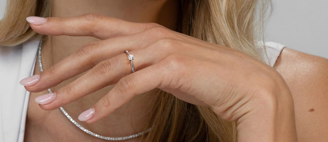 18ct White Gold 0.25ctw Round Brilliant Cut Solitaire Wed Fit Lab Grown Diamond