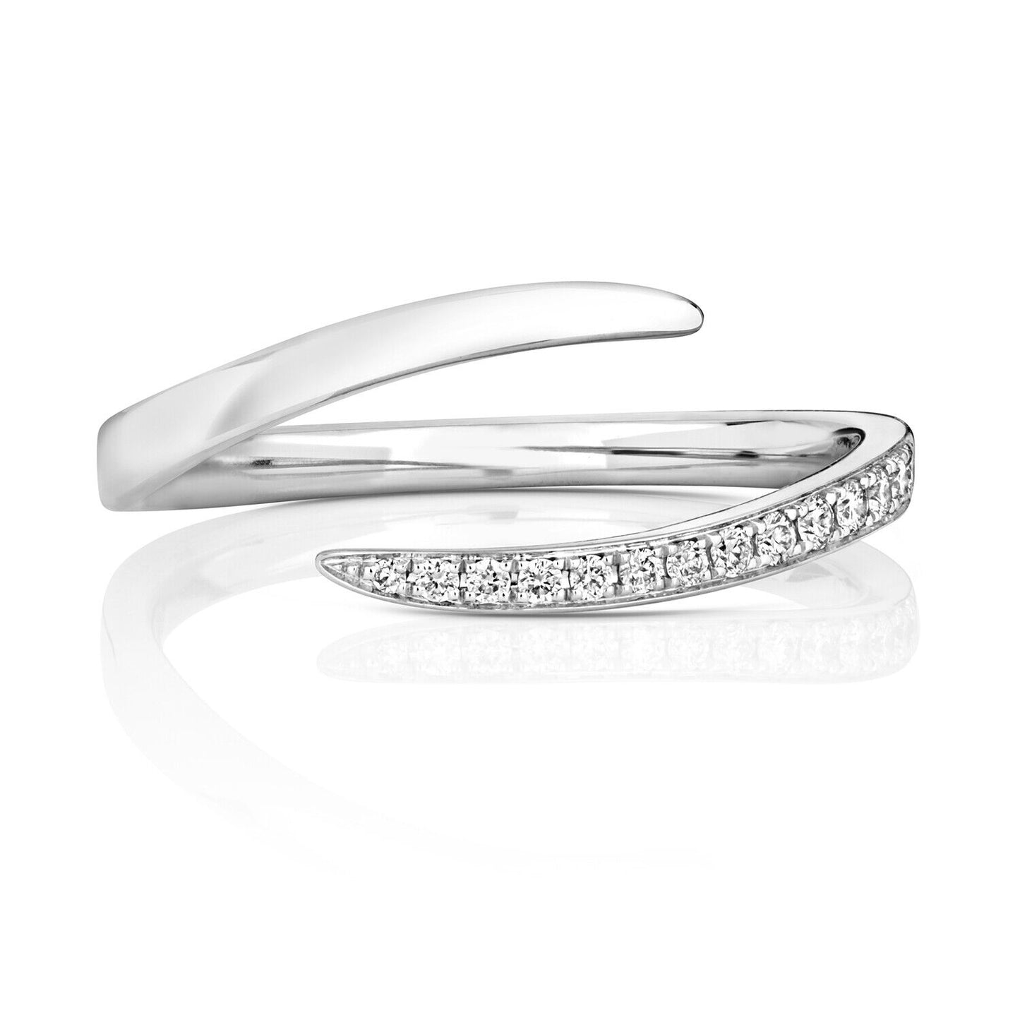 18ct White Gold Real Diamond Wrap Crossover Ring