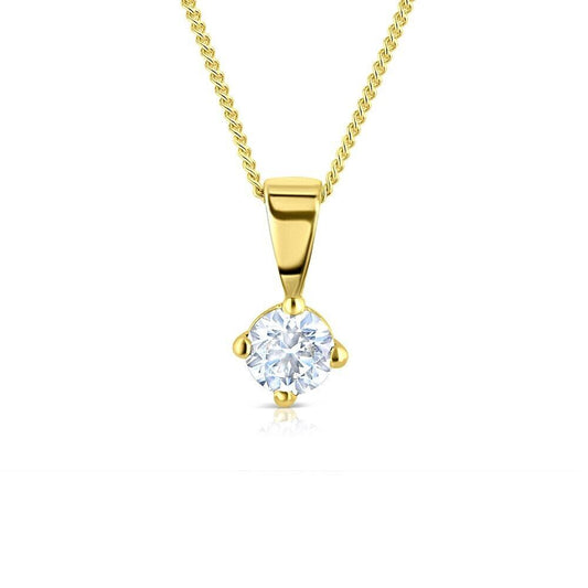 18ct Yellow Gold 0.35ct Claw Set Diamond Solitaire Pendant Hallmarked