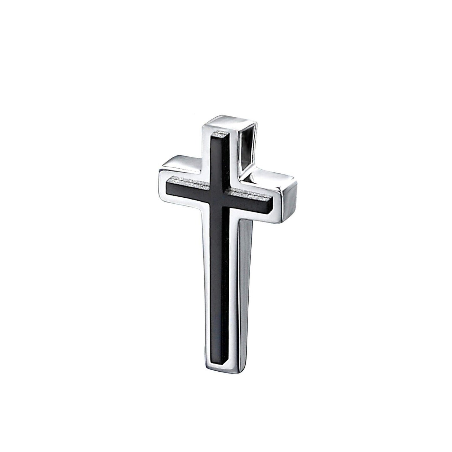 Fred Bennett Black IP Detail Cross Pendant 50cm Chain P3006