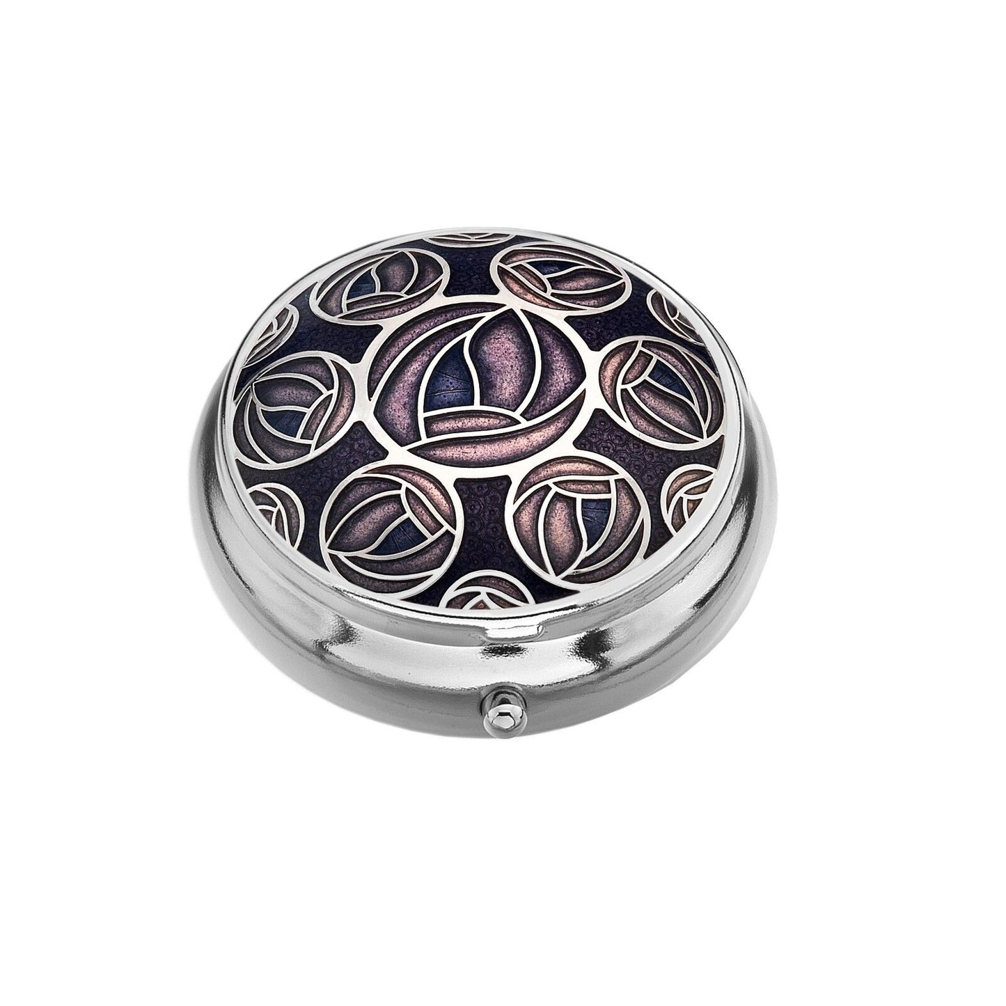 Pillbox Silver Plated Mackintosh Rose Purple Brand New and Boxed