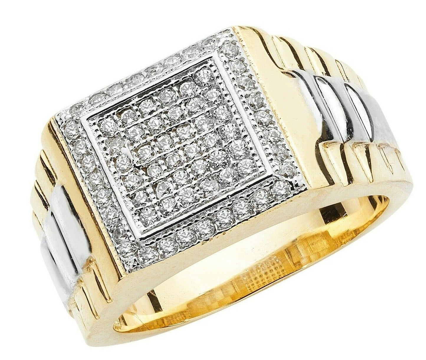 9ct Multi Tone Gold Gents Ring Square Face Signet Hallmarked