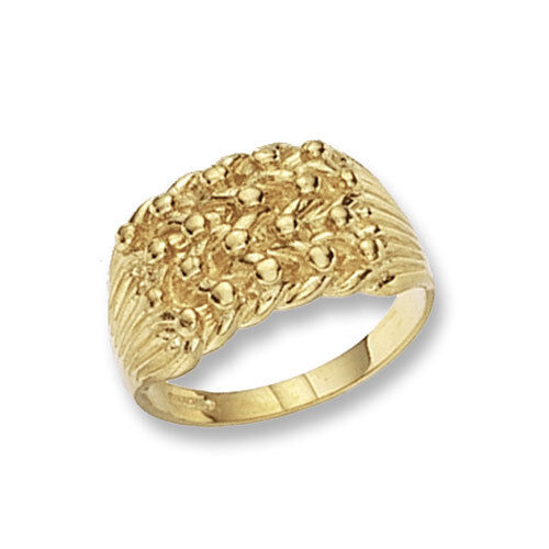 9ct Yellow Gold Gents Heavy Keeper Ring Four Row Fully Hallmarked