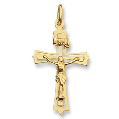 9ct Yellow Gold Crucifix Cross Pendant Medium 34 x 21mm Christening Communion
