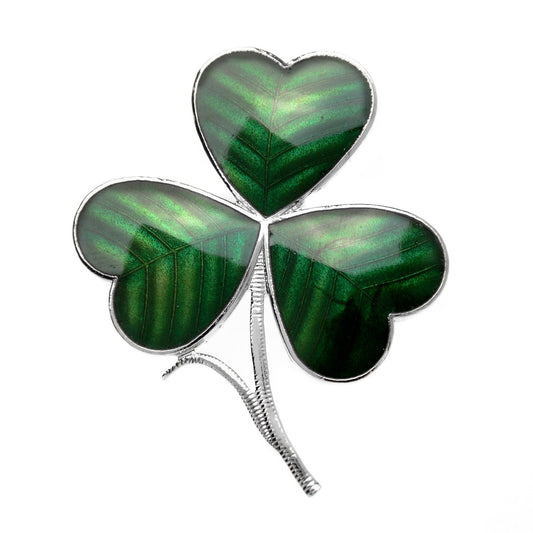 Shamrock Brooch Silver Plated Brand New Gift Packaging