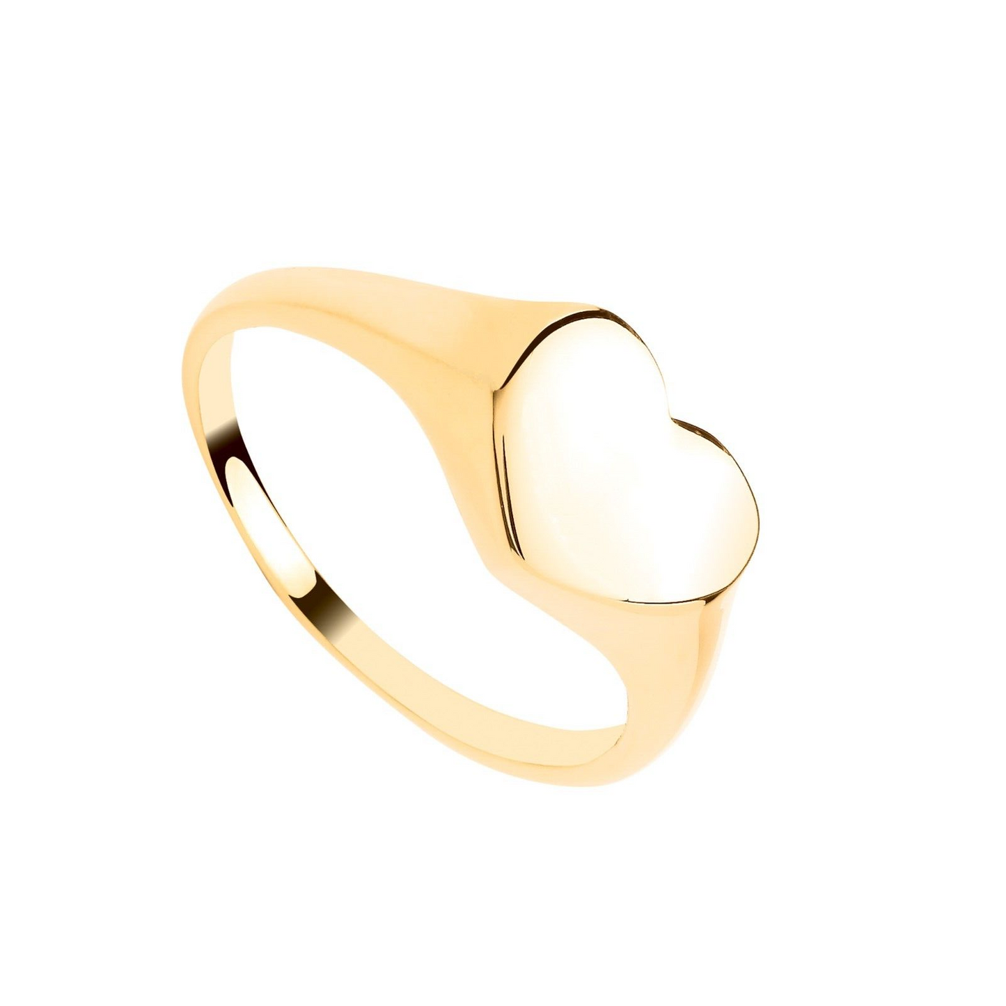 9ct Yellow Gold Heart Signet Ring Hallmarked Sizes K - S