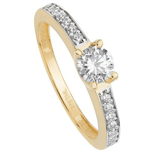 Ladies Solitaire Ring With Shoulder Gemstone 9ct Yellow Gold Size J-S Hallmarked