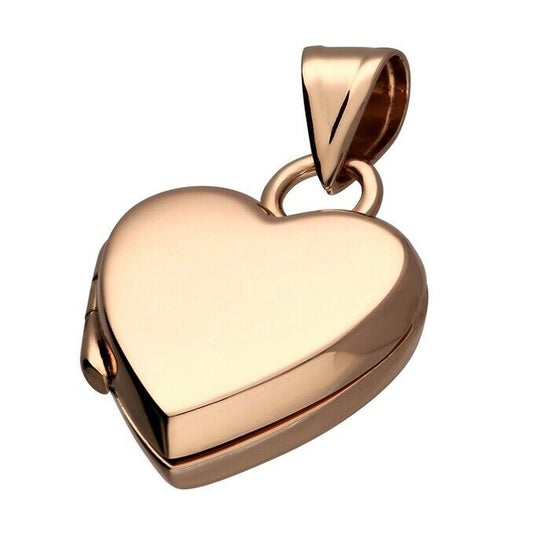 Rose Gold Heart Locket on Solid Sterling Silver 925 Hallmark 18" Chain