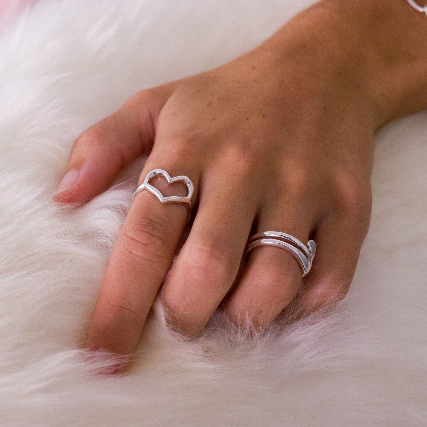 Solid Silver Organic Heart Ring Sterling Hallmarked Size J - Q Brand New Gift