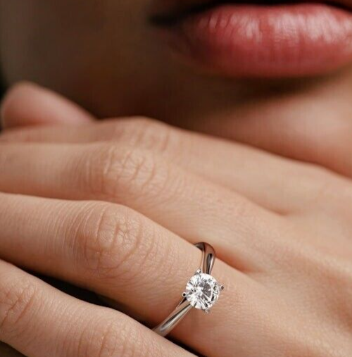 9ct White Gold 1.00ct Round Brilliant Cut Solitaire Wed Fit Lab Grown Diamond