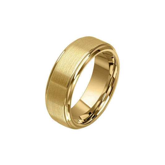 Fred Bennett Brushed Gold Plated Tungsten Ring 8mm Wide Band R3862